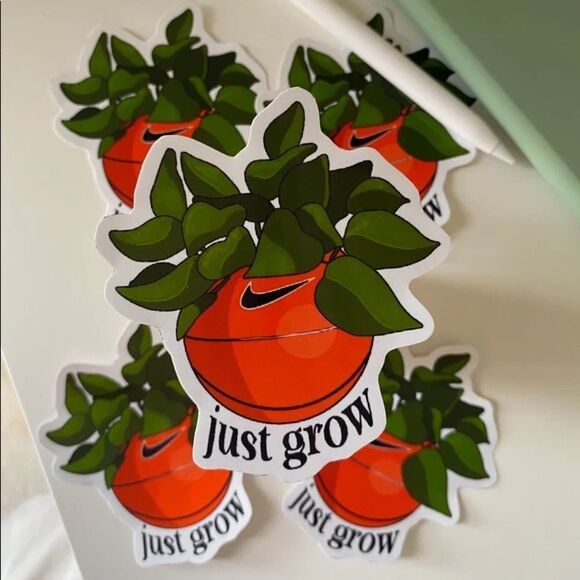 3/$20 Nike “Just Grow” Vinyl Glossy Sticker - Picture 3 of 3